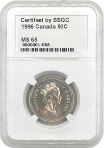 SSGC 1996 Graded Canadian 50 cents obverse MS-65