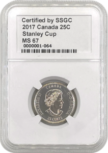 SSGC 2017 25 cents Stanley Cup obverse graded MS-67