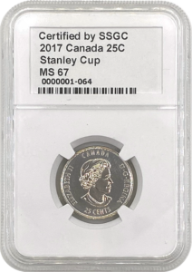 SSGC 2017 25 cents Stanley Cup obverse graded MS-67