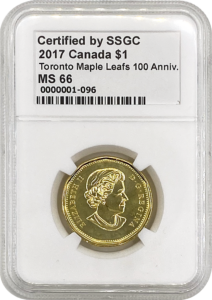 SSGC graded 2017 Toronto Maple Leafs loonie obverse MS-66