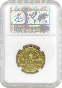 SSGC graded 2017 Toronto Maple Leafs loonie reverse MS-66