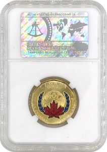 SSGC graded 2020 colourized loonie reverse MS-65