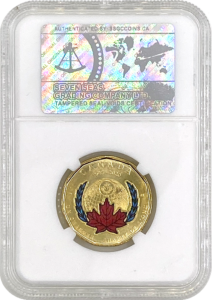 SSGC graded 2020 colourized loonie reverse MS-65