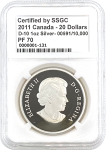 SSGC 2011 Graded Canadian $20 silver coin obverse PF 70